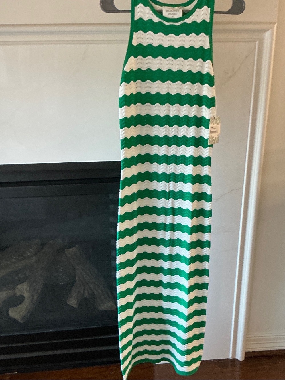 NWT Hyacinth House/ Tuckernuck Sleeveless Green and White Striped Maxi Dress